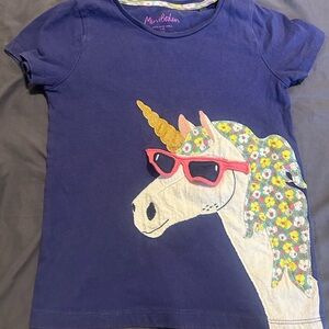Mini Boden 6/7 unicorn flap t-shirt